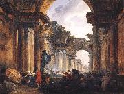 ROBERT, Hubert Imaginary View of the Grande Galerie in the Louvre in Ruins AG oil on canvas